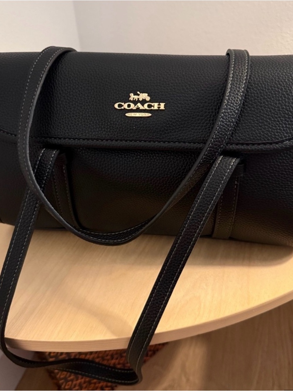 COACH Bridget Black Pebbled Leather Shoulder Bag